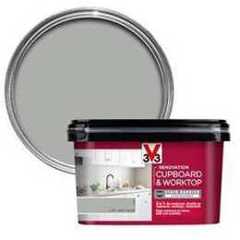 V33 Renovation Cupboard & Worktop Paint, Loft Grey Satin, 2L